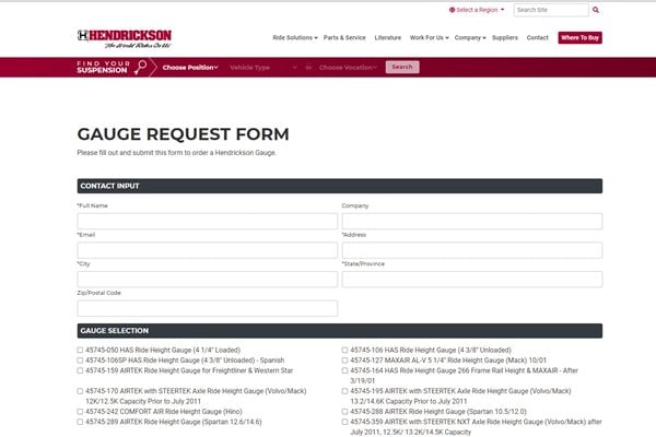 Gauge Request Form